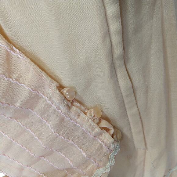 Gunne Sax Pink Peachy Maxi Dress Size 11 S Vintage 70s Overlay Sleeves Prairie - Picture 9 of 11